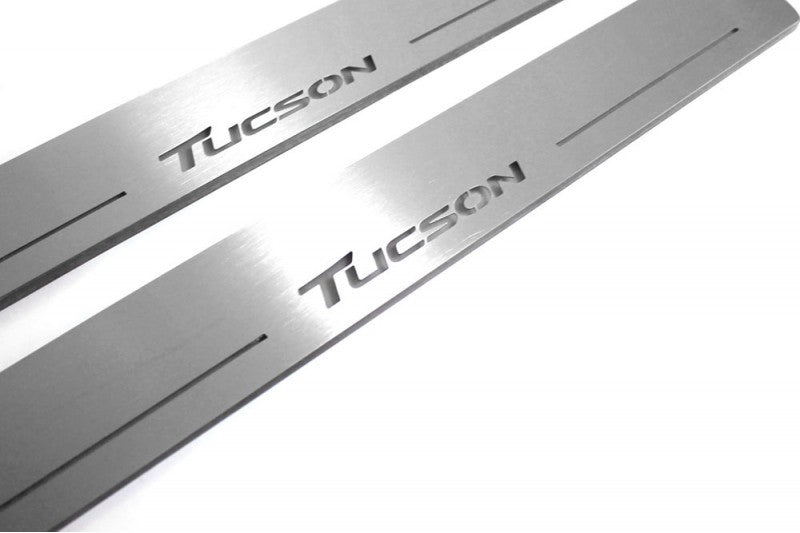 Hyundai Tucson II 2015-2020 Door Sill Protectors With Logo Tucson Hyundai Led Door Sills opdesign