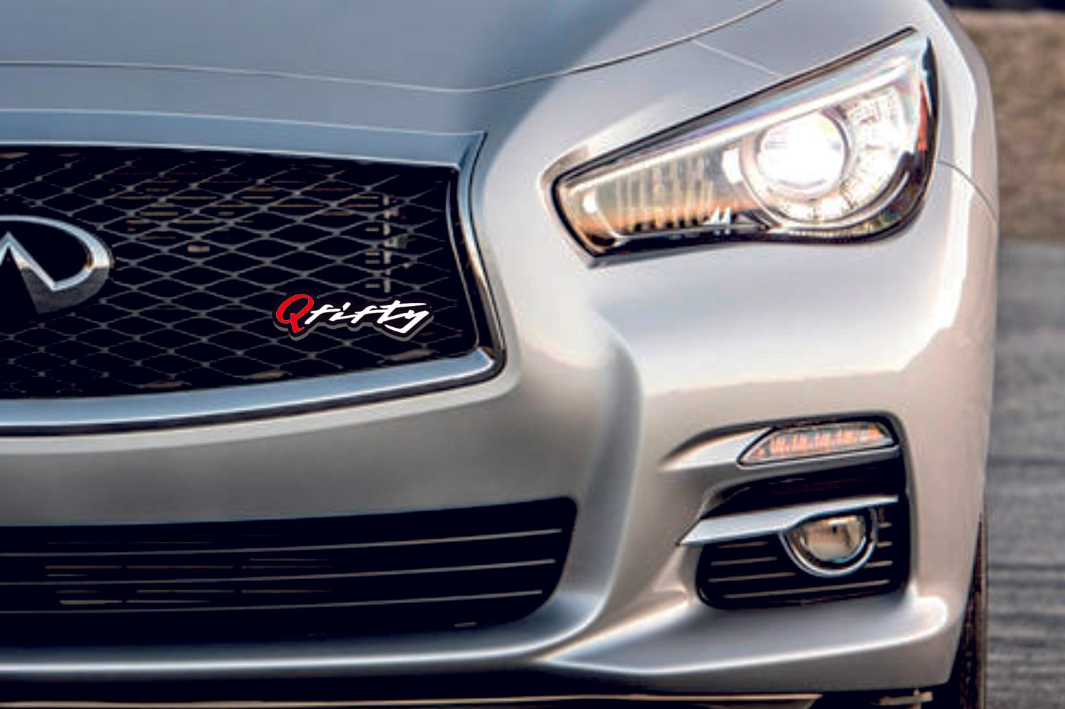 Infiniti Radiator grille emblem with Q50 logo Infiniti emblems decoinfabric