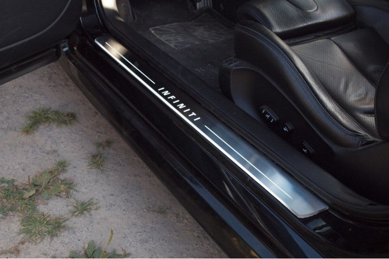 Infiniti G 4D 2007-2015 Door Sill Protectors With Logo Infiniti Infiniti Led Door Sills opdesign