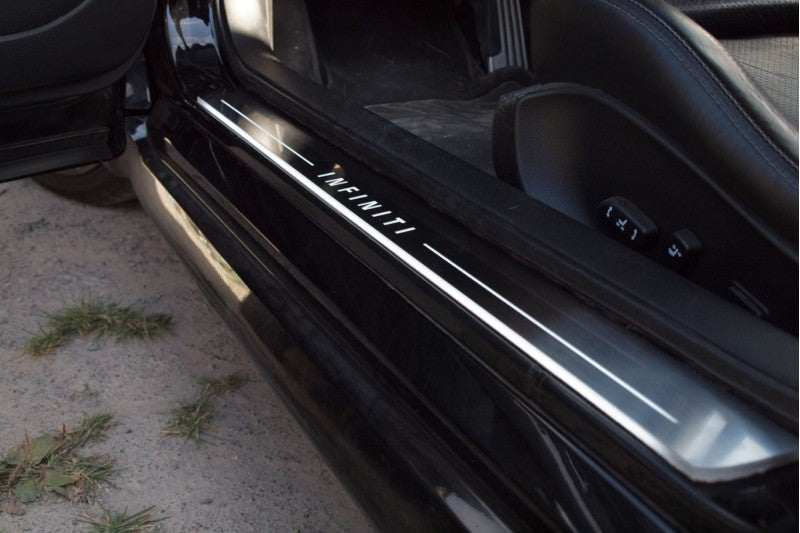 Infiniti G 4D 2007-2015 Door Sill Protectors With Logo Infiniti Infiniti Led Door Sills opdesign