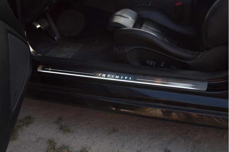 Infiniti G 4D 2007-2015 Door Sill Protectors With Logo Infiniti Infiniti Led Door Sills opdesign