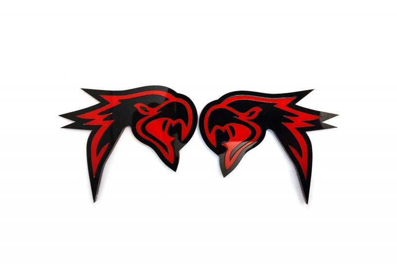 Jeep emblem for fenders with Trackhawk logo (head) Jeep emblems decoinfabric BLACK RED