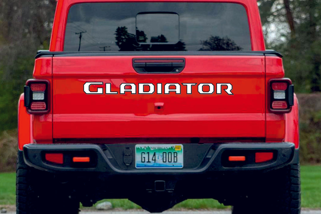 Jeep Gladiator JT tailgate trunk rear emblem with Gladiator logo Jeep emblems decoinfabric BLACK WHITE