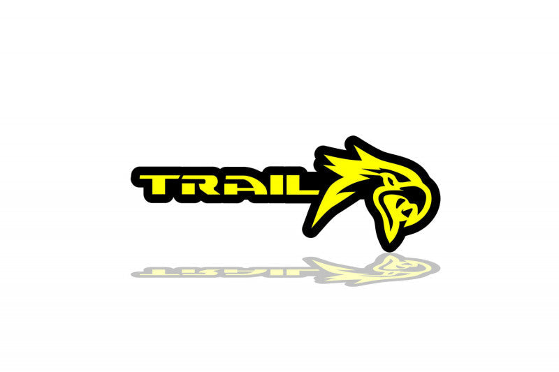 JEEP Radiator grille emblem with Trail + Hawk logo Jeep emblems decoinfabric BLACK YELLOW