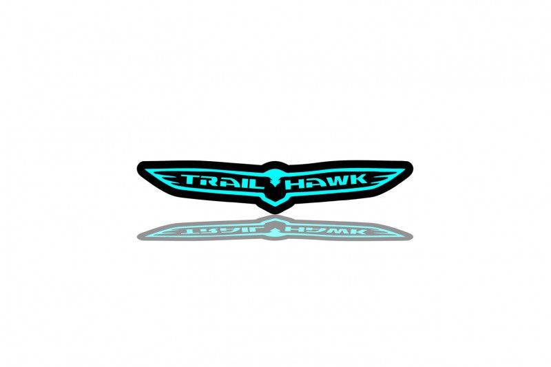 Jeep tailgate trunk rear emblem with Trailhawk logo (Type 2) Jeep emblems decoinfabric BLACK LIGHT BLUE