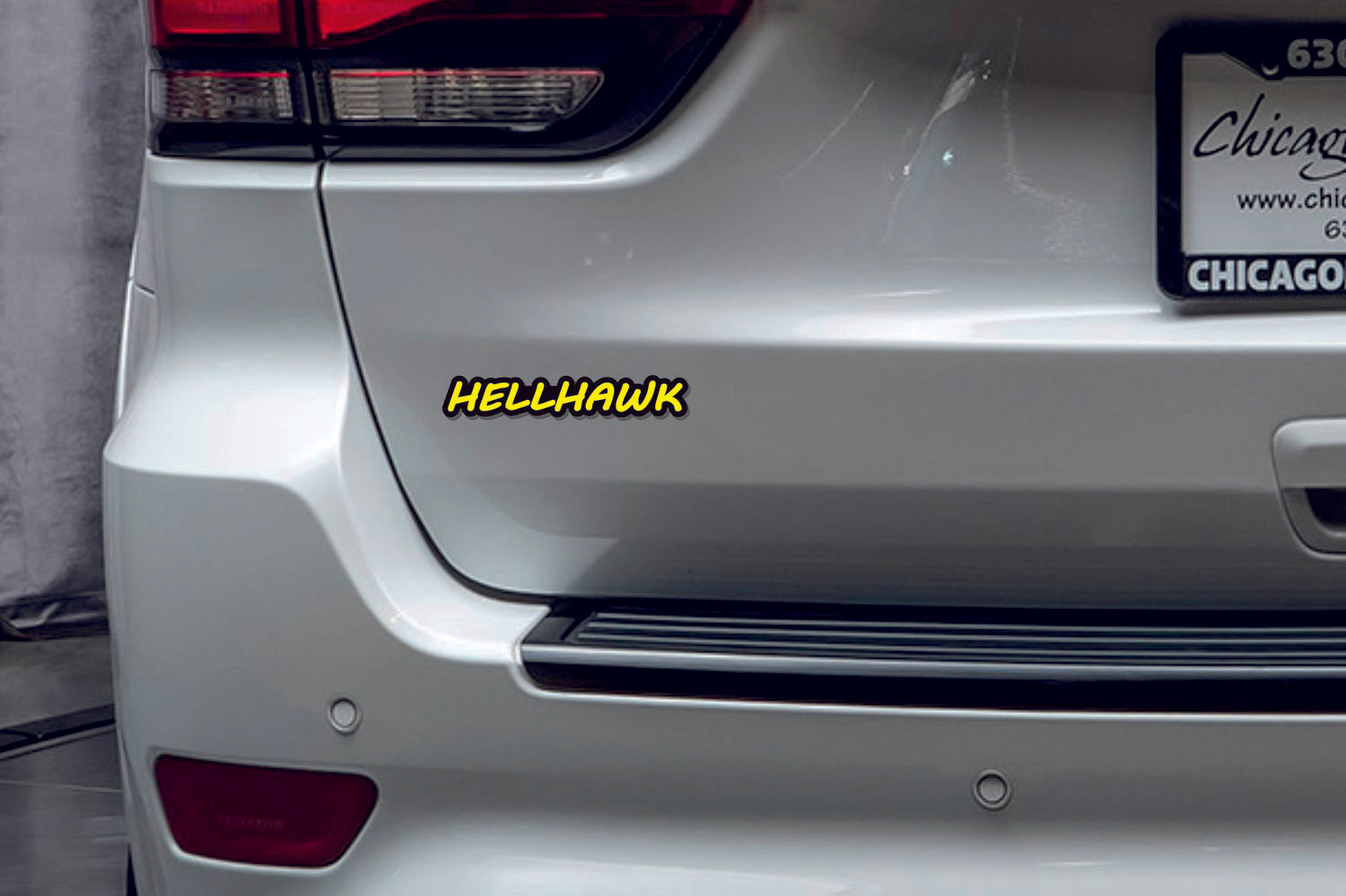 Jeep tailgate trunk rear emblem with Hellhawk logo Jeep emblems decoinfabric