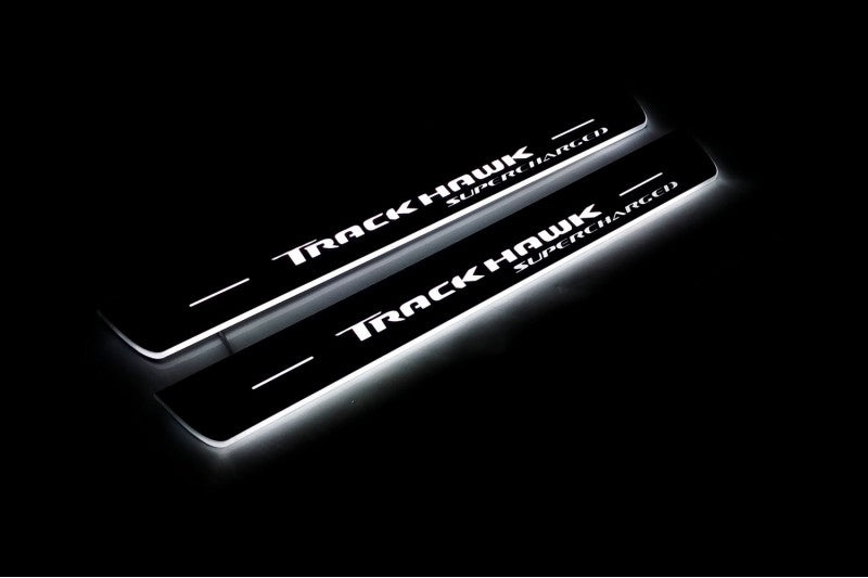 Jeep Grand Cherokee IV 2010-2021 Led Sill Plates With Logo TrackHawk Supercharged Jeep Led Door Sills opdesign