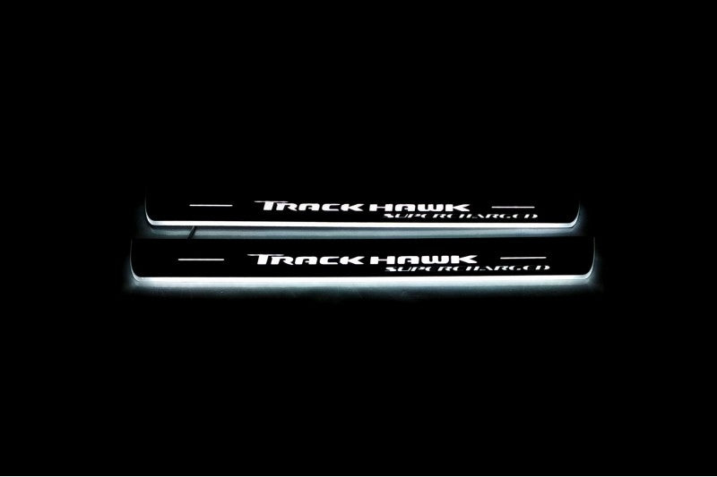 Jeep Grand Cherokee IV 2010-2021 Led Sill Plates With Logo TrackHawk Supercharged Jeep Led Door Sills opdesign