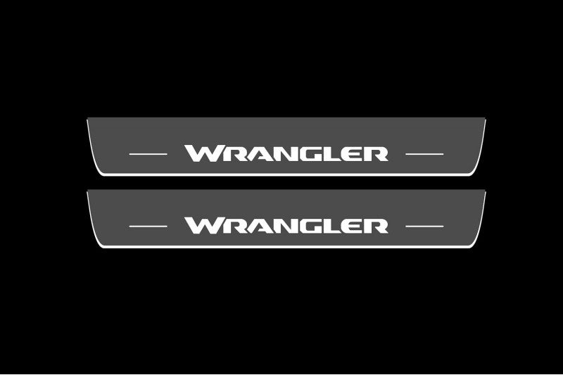 Jeep Wrangler JL Auto Door Sills With Logo Wrangler - decoinfabric