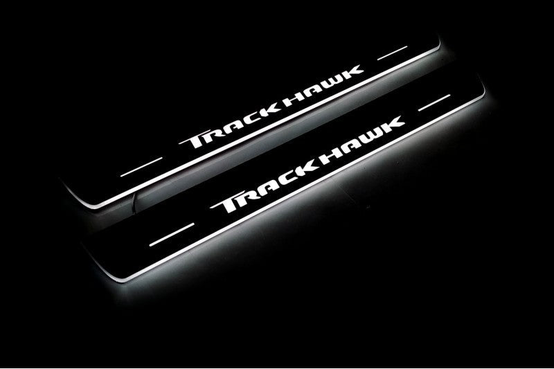 Jeep Grand Cherokee IV 2010-2021 LED Car Door Sill With Logo TrackHawk Jeep Led Door Sills opdesign