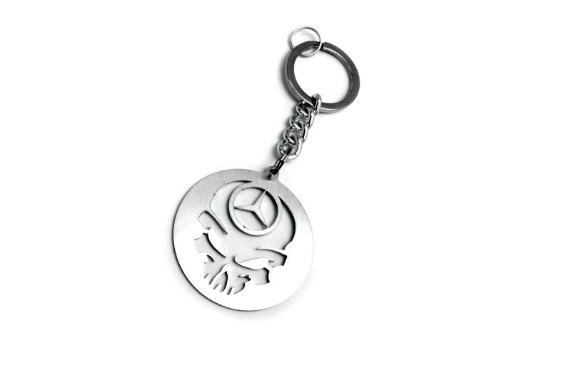 Car Keychain for Mercedes Logo Skull (type STEEL) Keychains opdesign