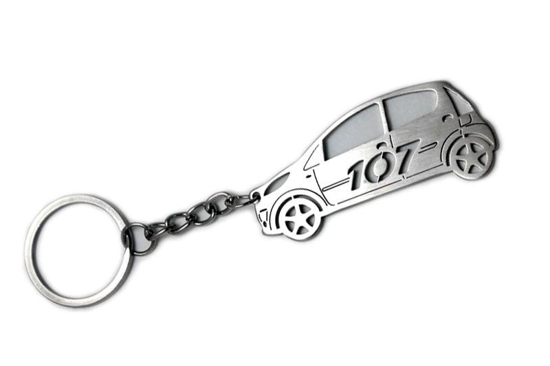 Car Keychain for Peugeot 107 (type STEEL) - decoinfabric