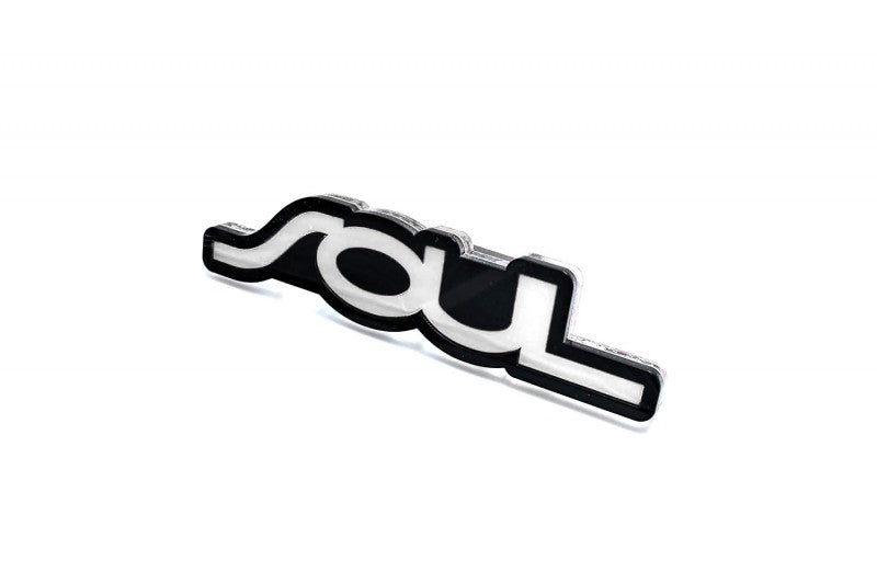 KIA Emblem & Badges set with Soul logo KIA emblems decoinfabric BLACK WHITE