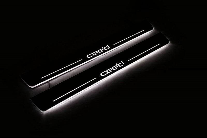 KIA Ceed II 2012-2018 LED Door Sills PRO With Logo Cee`d KIA Led Door Sills opdesign