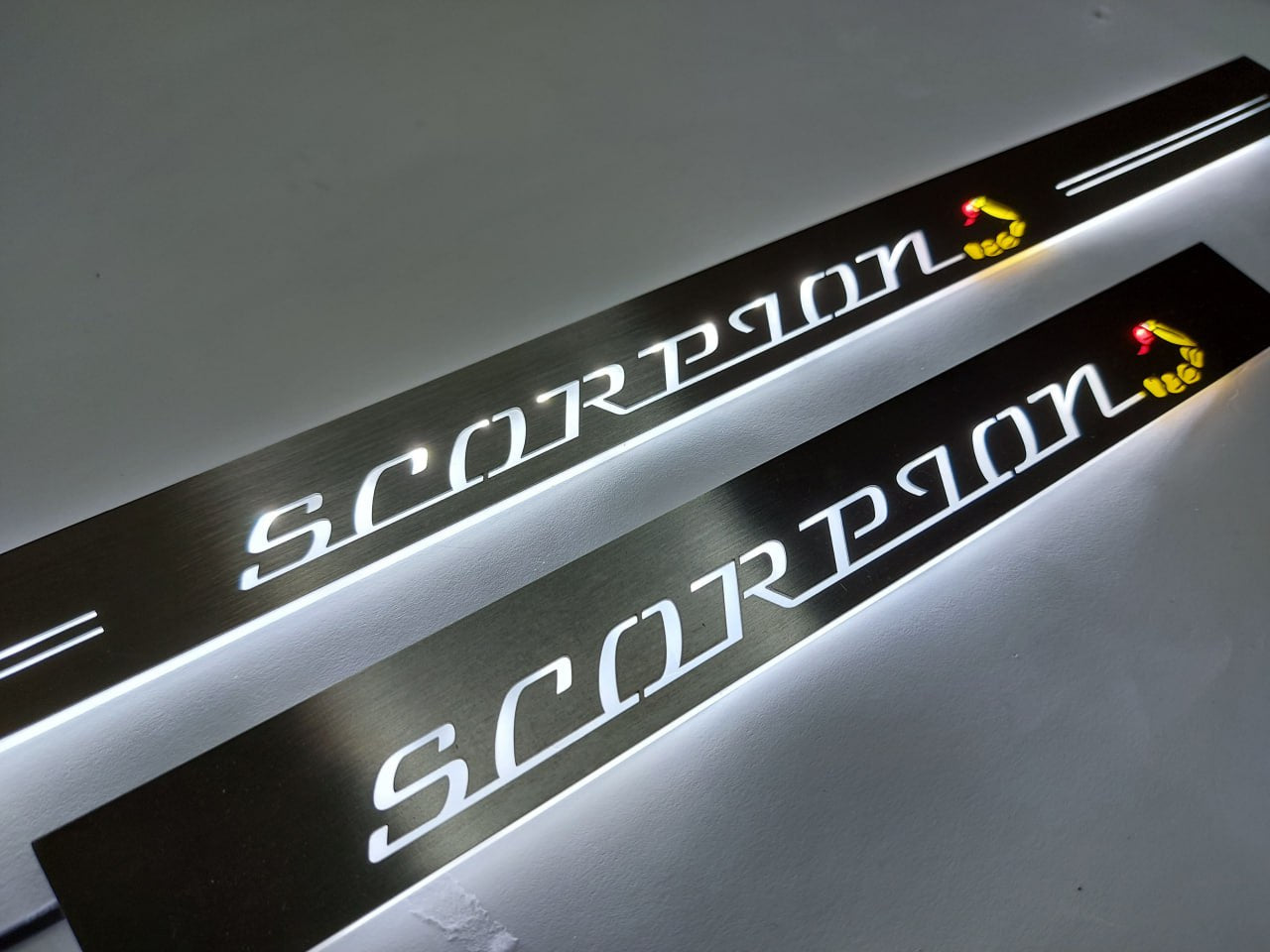 Kia Stinger LED Door Sills PRO With Logo Scorpion (type 2) - decoinfabric