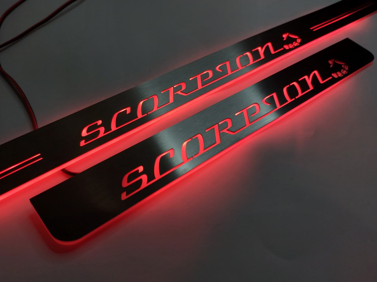 Kia Stinger LED Door Sills PRO With Logo Scorpion (type 2)