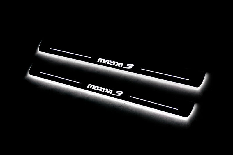 Mazda 3 II 2009-2013 LED Door Sills PRO With Logo Mazda 3 Mazda Led Door Sills opdesign