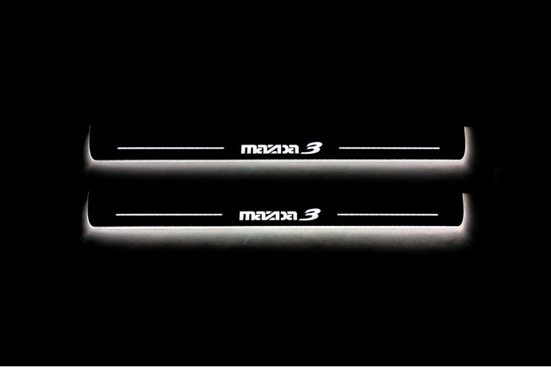 Mazda 3 II 2009-2013 LED Door Sills PRO With Logo Mazda 3 Mazda Led Door Sills opdesign