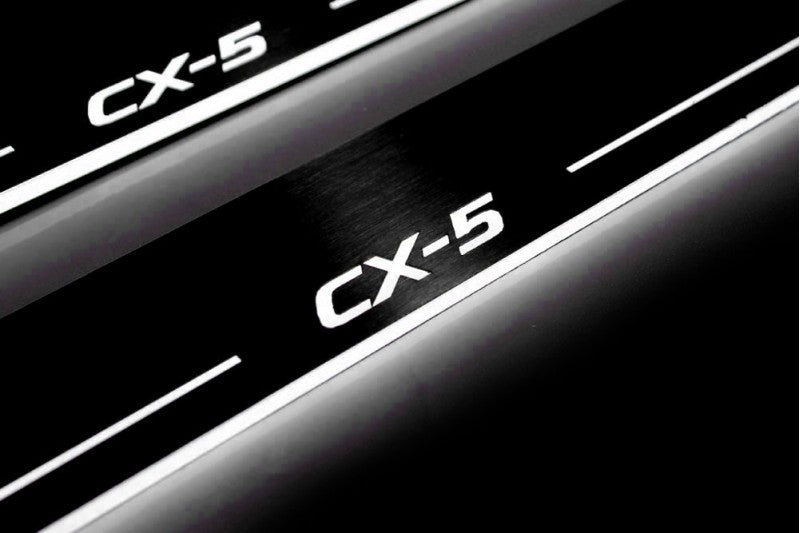 Mazda CX-5 II 2017+ Door Sill Led Plate With Logo CX-5 Mazda Led Door Sills opdesign