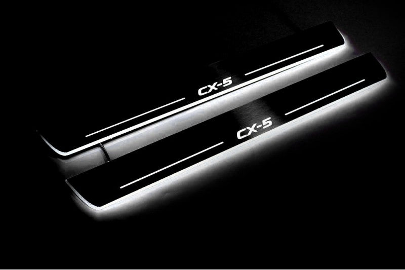 Mazda CX-5 II 2017+ Door Sill Led Plate With Logo CX-5 Mazda Led Door Sills opdesign