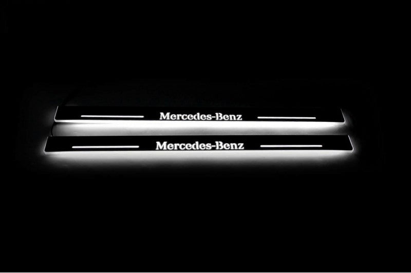 Mercedes E W210 1995-2002 Led Door Sills PRO With Logo Mercedes-Benz Mercedes Led Door Sills opdesign