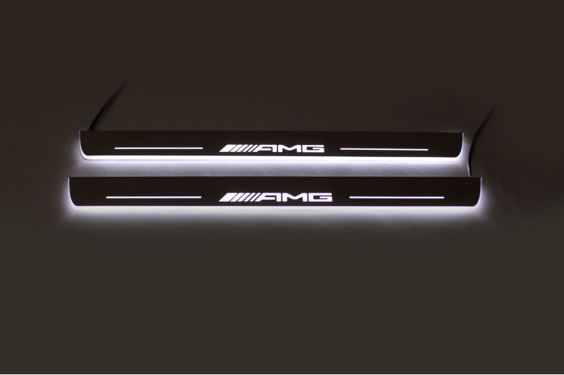 Mercedes E W211 LED Door Sills PRO With AMG Logo
