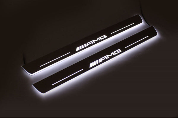 Mercedes E W211 LED-Einstiegsleisten PRO mit AMG-Logo