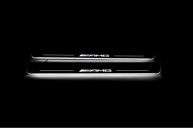 Mercedes ML W164 2005-2011 LED Door Sill With Logo AMG Mercedes Led Door Sills opdesign