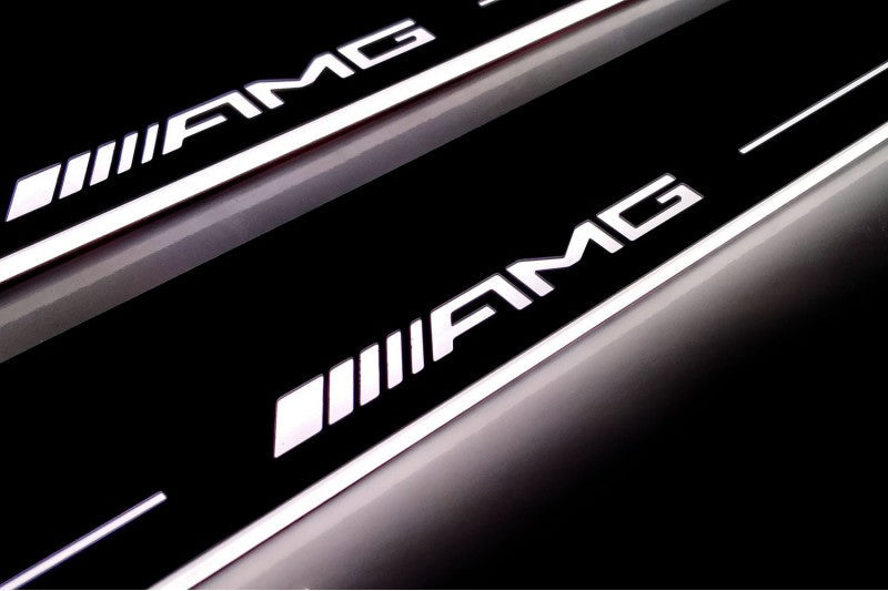 Mercedes ML W164 2005-2011 LED Door Sill With Logo AMG Mercedes Led Door Sills opdesign
