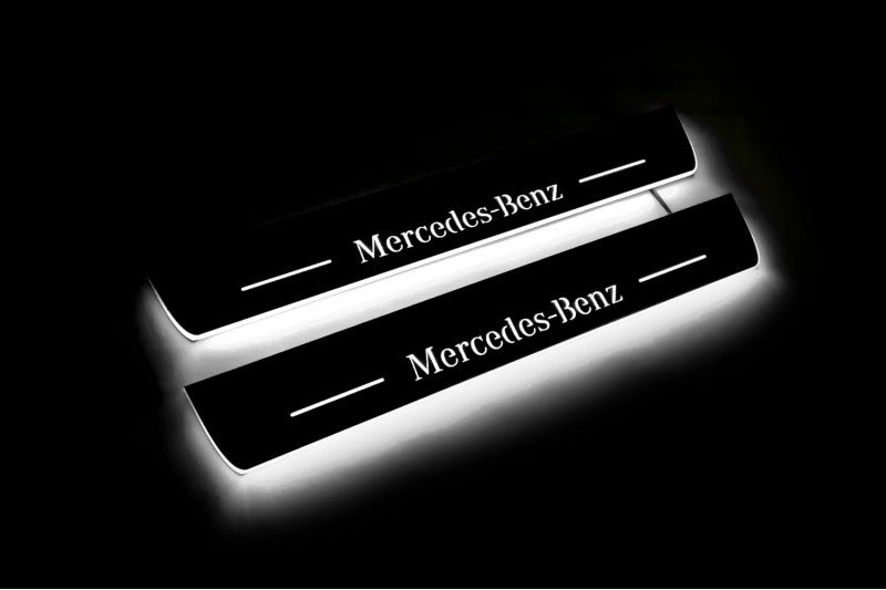 Mercedes E W213 2016-2023 Door Sill Protectors With Logo Mercedes-Benz Mercedes Led Door Sills opdesign