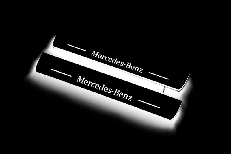 Mercedes E W213 2016-2023 Door Sill Protectors With Logo Mercedes-Benz Mercedes Led Door Sills opdesign