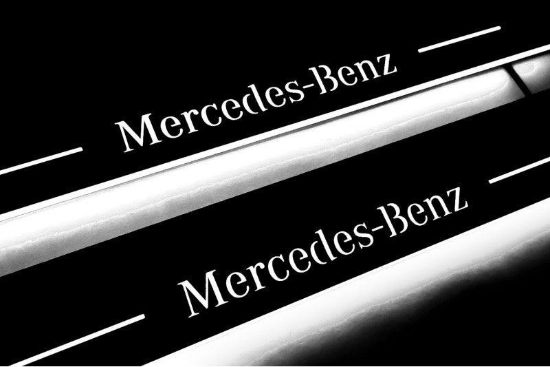 Mercedes E W213 2016-2023 Door Sill Protectors With Logo Mercedes-Benz Mercedes Led Door Sills opdesign