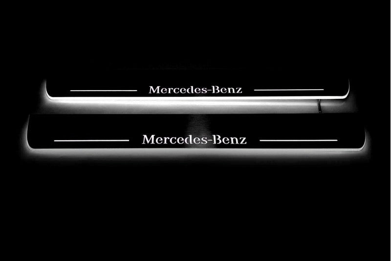 Mercedes GL X164 2006-2012 Door Sill Lights With Logo Mercedes-Benz Mercedes Led Door Sills opdesign