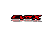 Mitsubishi Radiator grille emblem with EvoX logo Mitsubishi emblems decoinfabric BLACK RED