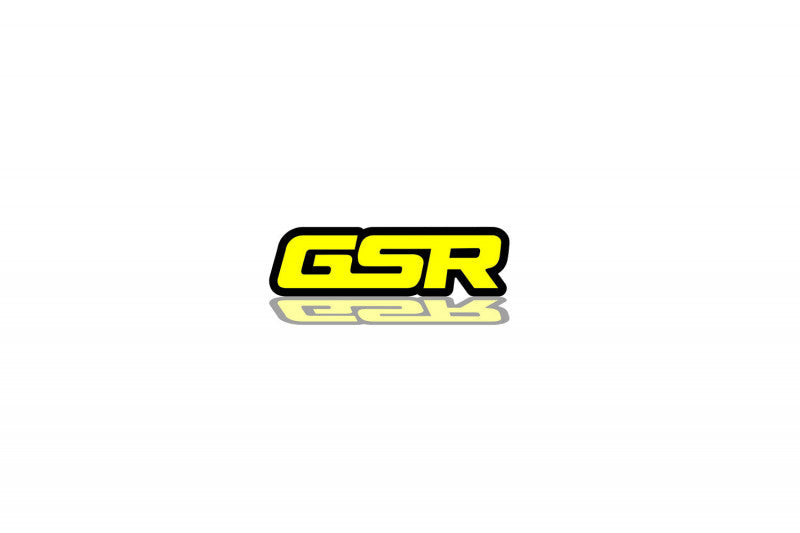 Mitsubishi Radiator grille emblem with GSR logo Mitsubishi emblems decoinfabric BLACK YELLOW