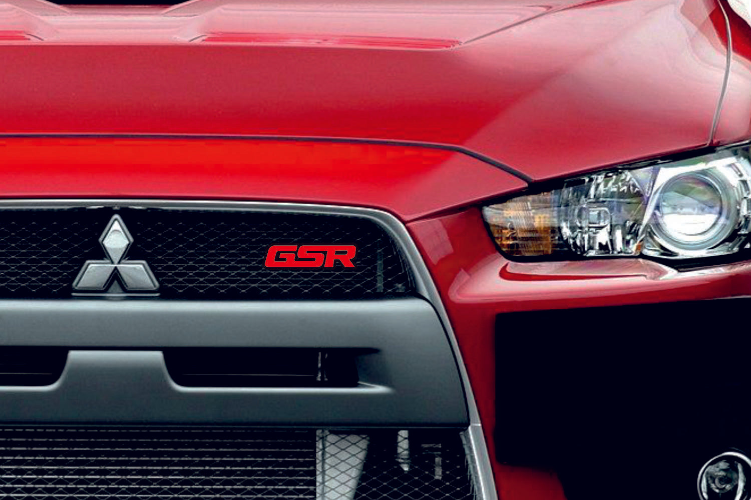 Mitsubishi Radiator grille emblem with GSR logo Mitsubishi emblems decoinfabric BLACK RED
