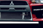 Mitsubishi Radiator grille emblem with Lancer X logo Mitsubishi emblems decoinfabric BLACK WHITE
