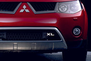 Mitsubishi Radiator grille emblem with XL logo Mitsubishi emblems decoinfabric BLACK WHITE