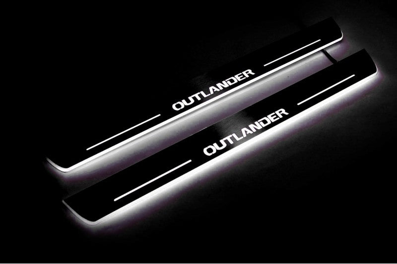 Mitsubishi Outlander II 2007-2012 Door Sill Protectors With Logo Outlander Mitsubishi Led Door Sills opdesign