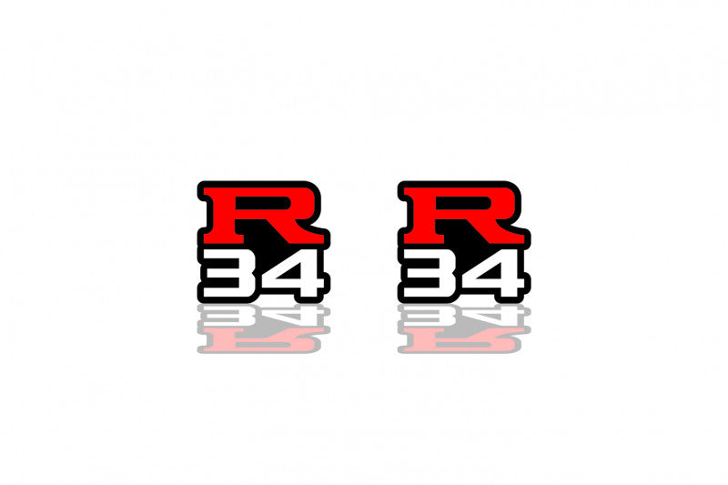 Nissan Skyline emblem for fenders with R34 logo Nissan emblems decoinfabric BLACK RED