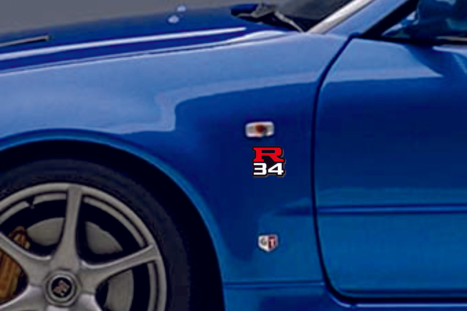Nissan Skyline emblem for fenders with R34 logo Nissan emblems decoinfabric