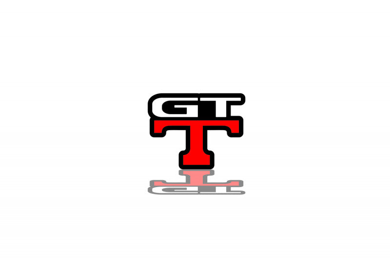 Nissan tailgate trunk rear emblem with GT-T logo Nissan emblems decoinfabric BLACK RED