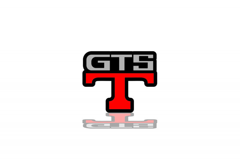 Nissan tailgate trunk rear emblem with GTS-T logo Nissan emblems decoinfabric BLACK RED