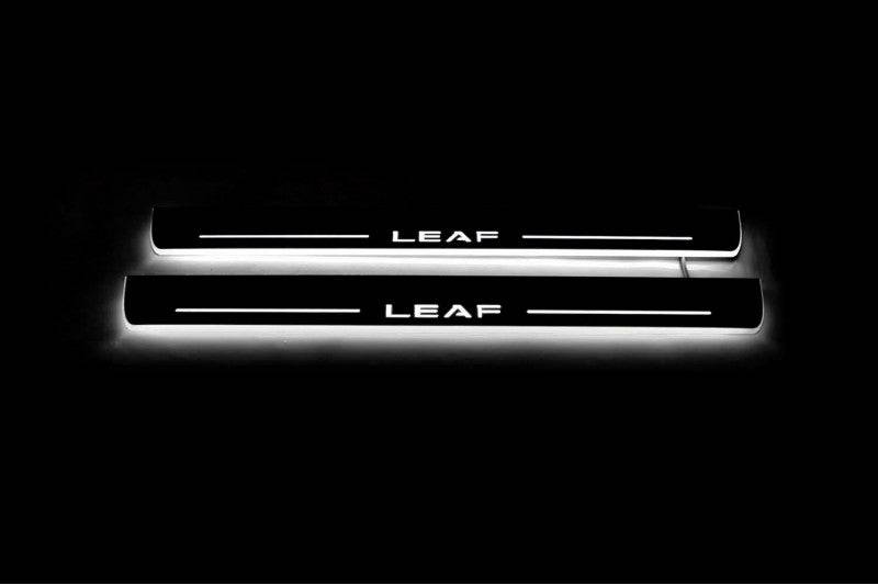 Nissan Leaf II 2017+ LED Door Sills With Logo Leaf Nissan Led Door Sills opdesign