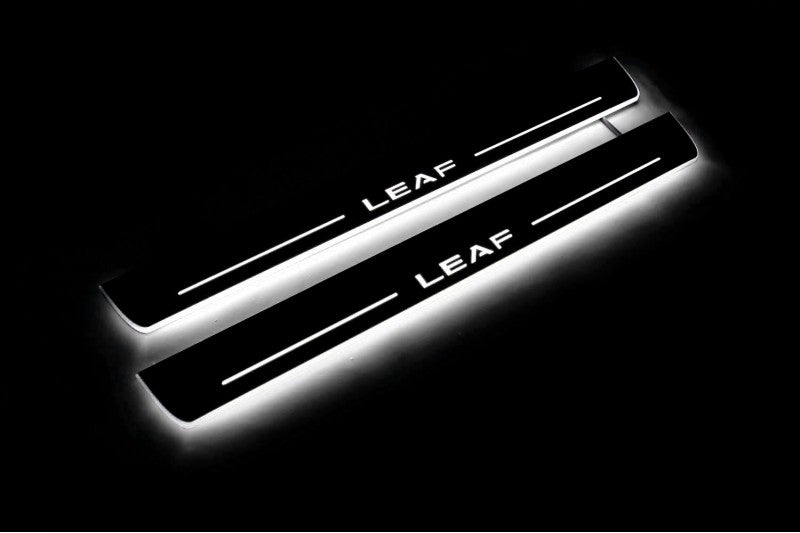 Nissan Leaf II 2017+ LED Door Sills With Logo Leaf Nissan Led Door Sills opdesign