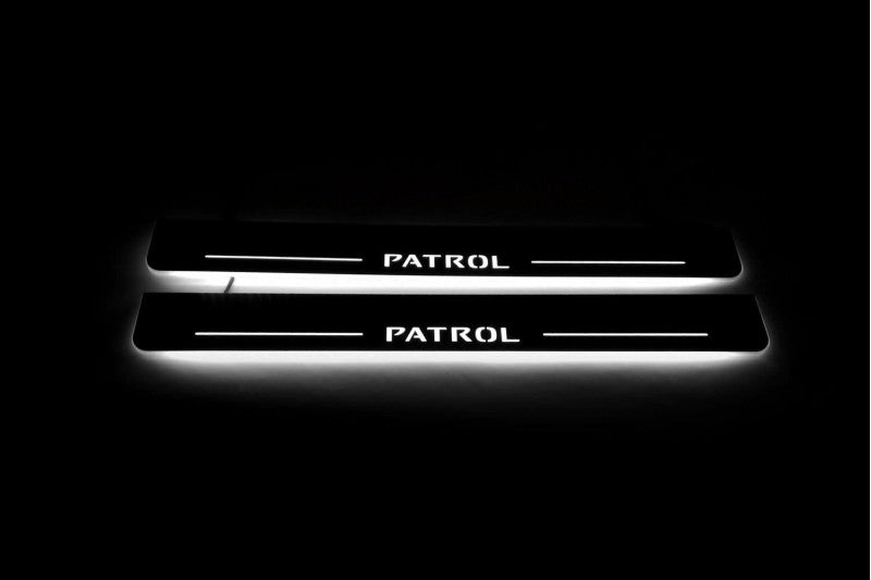 Nissan Patrol Y62 2010+ Led Door Sills With Logo Patrol Nissan Led Door Sills opdesign