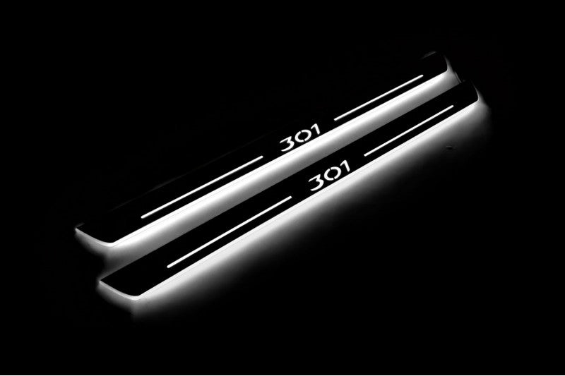 Peugeot 301 2012+ LED Door Sill With Logo 301 Peugeot Led Door Sills opdesign