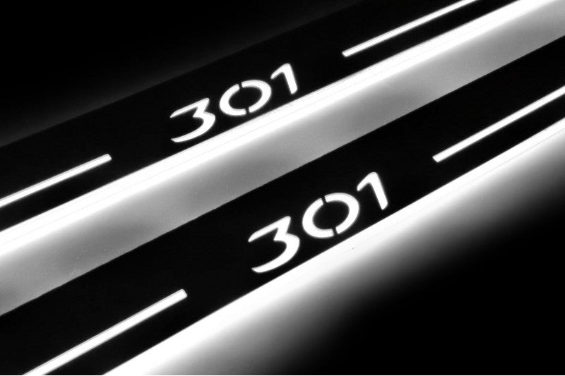 Peugeot 301 2012+ LED Door Sill With Logo 301 Peugeot Led Door Sills opdesign