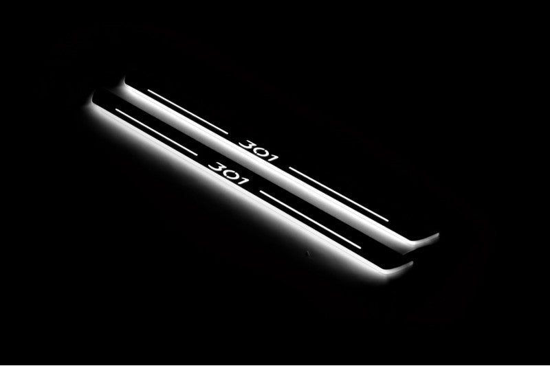 Peugeot 301 2012+ LED Door Sill With Logo 301 Peugeot Led Door Sills opdesign