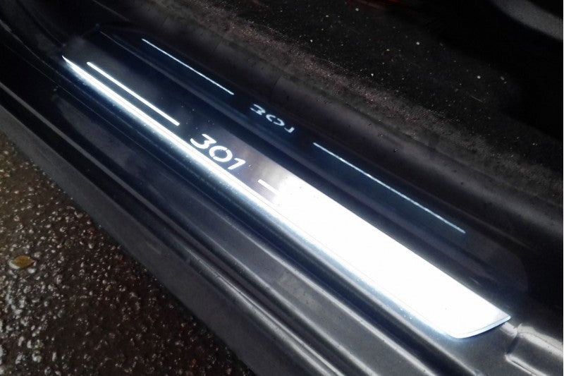 Peugeot 301 2012+ LED Door Sill With Logo 301 Peugeot Led Door Sills opdesign